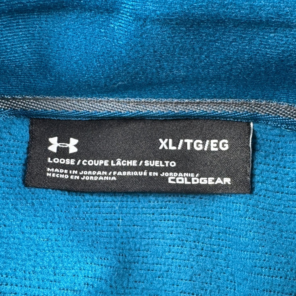Under Armour‎ Mens Pullover Storm ColdGear Quarter Zip Blue XL Heathered Fleece - Picture 7 of 8
